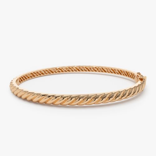 14K Twist Rope Dainty Cable Bangle 14k Rose Gold Ferkos Fine Jewelry