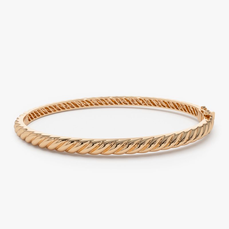 14K Twist Rope Dainty Cable Bangle 14k Rose Gold Ferkos Fine Jewelry