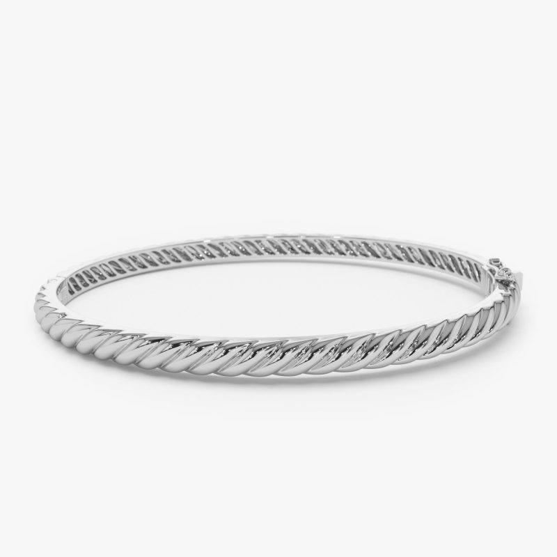 14K Twist Rope Dainty Cable Bangle 14k White Gold Ferkos Fine Jewelry