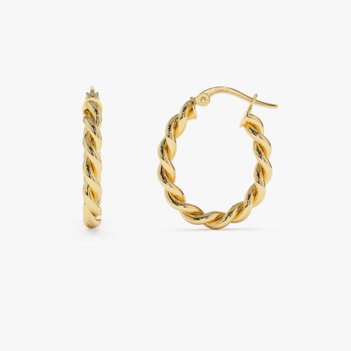 14k Twist Rope Earrings 20MM 14k Gold Ferkos Fine Jewelry