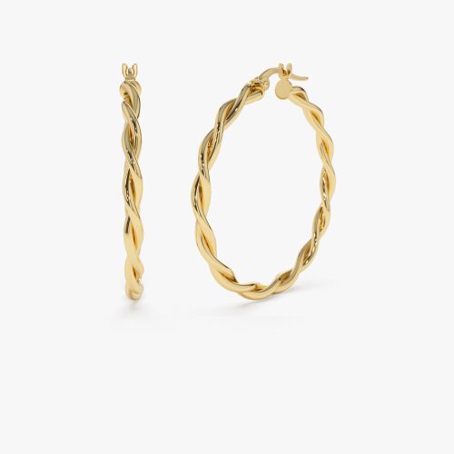 14k Twist Earrings 40MM 14K Gold Ferkos Fine Jewelry