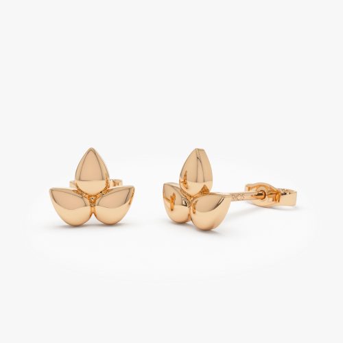 14K Trio Petal Stud Earrings 14K Rose Gold Ferkos Fine Jewelry