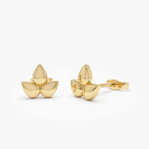 14K Trio Petal Stud Earrings 14K Gold Ferkos Fine Jewelry