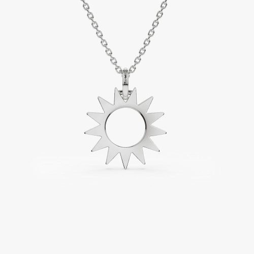 14k Solid Gold Sun Pendant Necklace 14K White Gold Ferkos Fine Jewelry