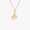 14K Solid Gold Script Font Initial Layered 3D Necklace 14K Gold Ferkos Fine Jewelry