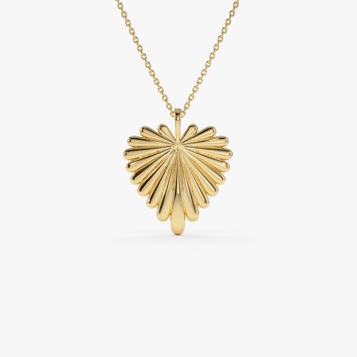 14K Solid Gold Sunburst Heart Necklace 14K Gold Ferkos Fine Jewelry