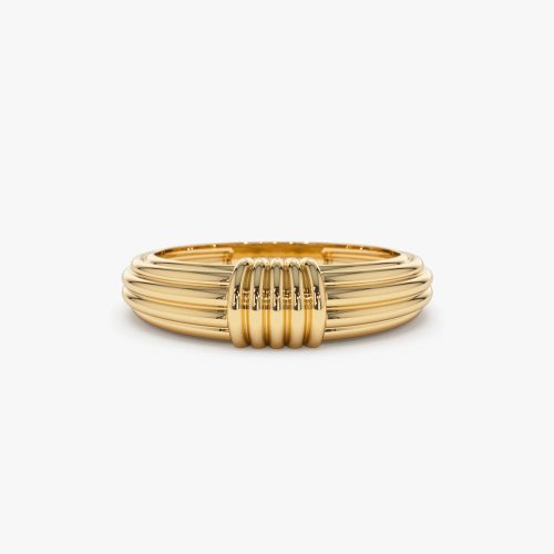 14k Ribbed Dome Graduating Gold Ring 14K Gold Ferkos Fine Jewelry