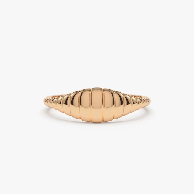 14k Minimalist Wave Signet Ring 14K Rose Gold Ferkos Fine Jewelry