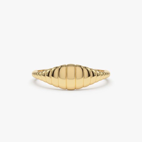 14k Minimalist Wave Signet Ring 14K Gold Ferkos Fine Jewelry