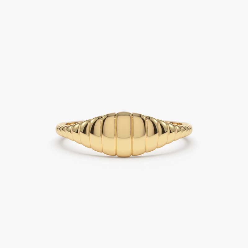 14k Minimalist Wave Signet Ring 14K Gold Ferkos Fine Jewelry