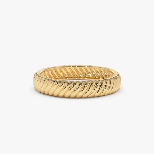 14k Solid Dome Croissant Ring 14K Gold Ferkos Fine Jewelry