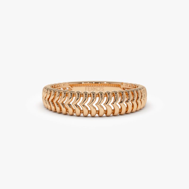 14k Unique Statement Stacking Gold Ring 14K Rose Gold Ferkos Fine Jewelry