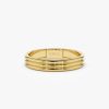 14k 3.5MM Multi Lined Gold Wedding Ring 14K Gold Ferkos Fine Jewelry