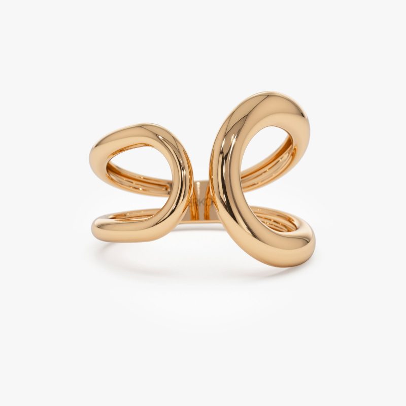 14k Unique Design Bold Gold Ring 14K Rose Gold Ferkos Fine Jewelry