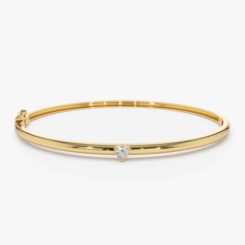 14k Solitaire Diamond Bangle Bracelet 0.10 - 0.30 ctw 14K Gold Ferkos Fine Jewelry