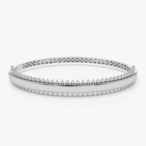 14k 0.85 Ctw Statement Diamond Bangle Bracelet 14K White Gold Ferkos Fine Jewelry