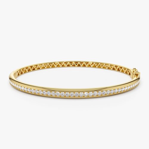 14k  1.00 Ctw Dome Diamond Bangle Bracelet 14K Gold Ferkos Fine Jewelry