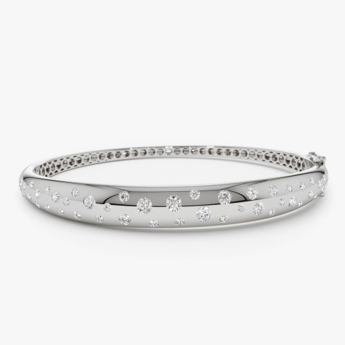 14k 1.20ctw Dome Floating Diamond Bangle Bracelet 14K White Gold Ferkos Fine Jewelry