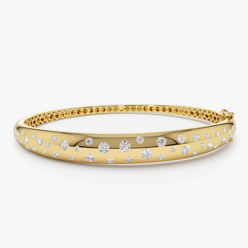 14k 1.20ctw Dome Floating Diamond Bangle Bracelet 14K Gold Ferkos Fine Jewelry