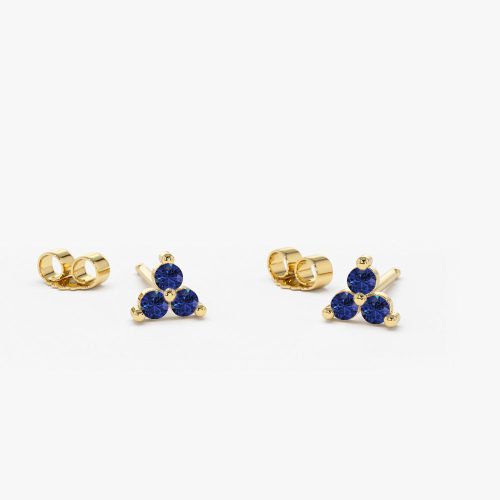 14K Tiny Trio Sapphire Earrings 14K Gold Ferkos Fine Jewelry