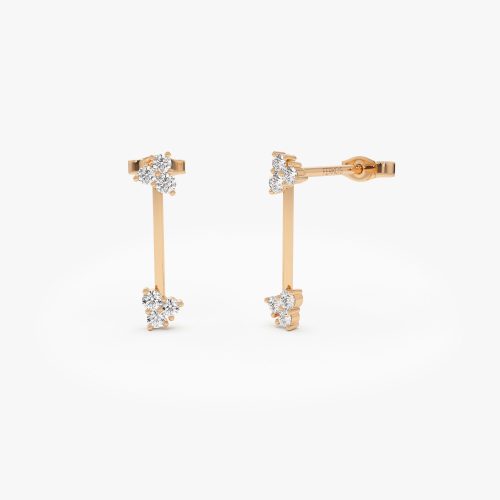 14k Vertical Bar Diamond Earrings 14K Rose Gold Ferkos Fine Jewelry