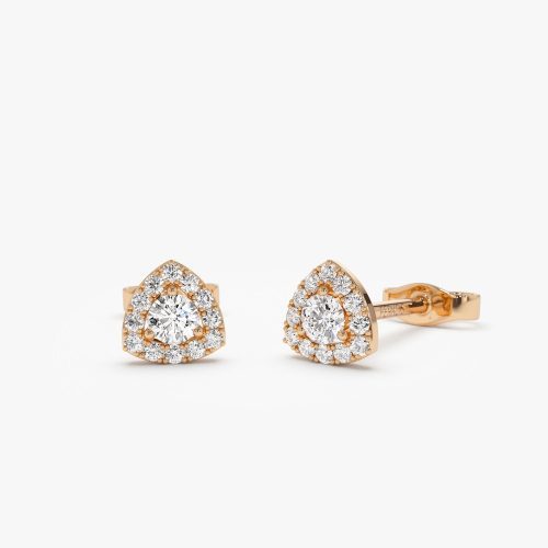 14k Triangle Halo Setting Diamond Studs 14K Rose Gold Ferkos Fine Jewelry