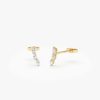 14k Three Stone Marquise Shaped Diamond Studs 14K Gold Ferkos Fine Jewelry