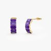 14K Emerald Cut Amethyst Half Hoop Earrings 14K Gold Ferkos Fine Jewelry