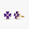 14k Amethyst Four Leaf Clover Studs 14K Gold Ferkos Fine Jewelry