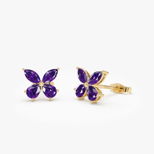 14K Amethyst Butterfly Stud Earrings 14K Gold Ferkos Fine Jewelry