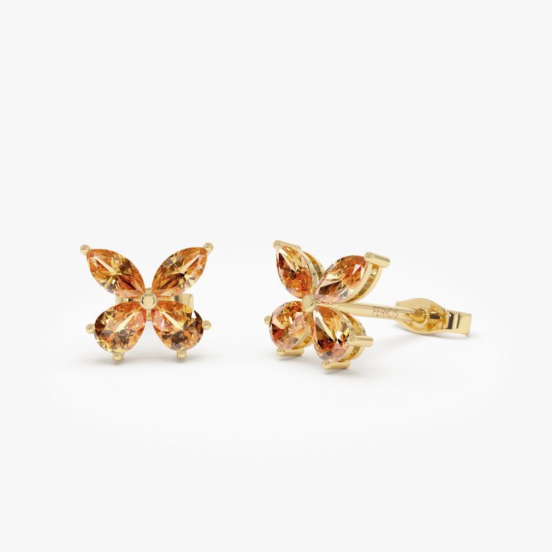 14K Citrine Butterfly Stud Earrings 14K Gold Ferkos Fine Jewelry