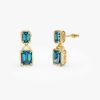 14K Emerald London Blue Topaz Dangle Drop Earrings 14K Gold Ferkos Fine Jewelry