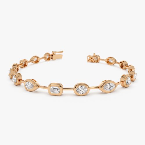 3.25 ctw 14k Mixed Cut Lab Grown Diamond Bar Bracelet - Kimberly 14k Rose Gold Ferkos Fine Jewelry