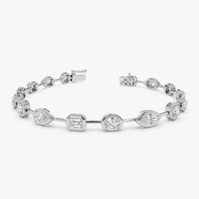 3.25 ctw 14k Mixed Cut Lab Grown Diamond Bar Bracelet - Kimberly 14k White Gold Ferkos Fine Jewelry