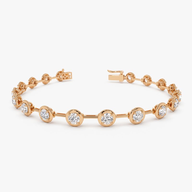 3.60 ctw 14k Round Lab Grown Diamond Bar Bracelet - Larissa 14k Rose Gold Ferkos Fine Jewelry