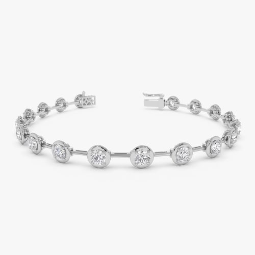 3.60 ctw 14k Round Lab Grown Diamond Bar Bracelet - Larissa 14k White Gold Ferkos Fine Jewelry