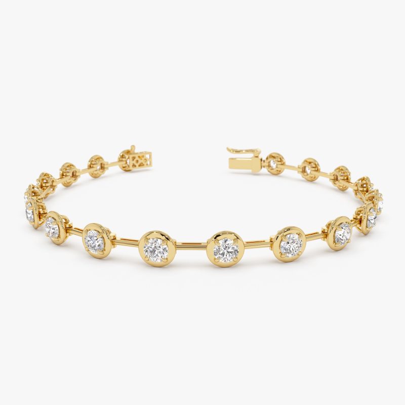 3.60 ctw 14k Round Lab Grown Diamond Bar Bracelet - Larissa 14k Gold Ferkos Fine Jewelry