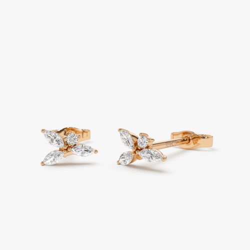 14K Marquise Diamond Cluster Studs 14K Rose Gold Ferkos Fine Jewelry