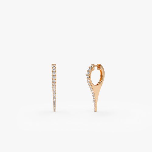 14k Small Diamond Dagger Earrings 14K Rose Gold Ferkos Fine Jewelry