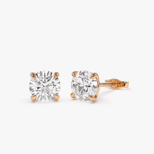 1.50 ctw 14k Classic Four Prong Round Lab Grown Diamond Studs - Riley 14K Rose Gold Ferkos Fine Jewelry