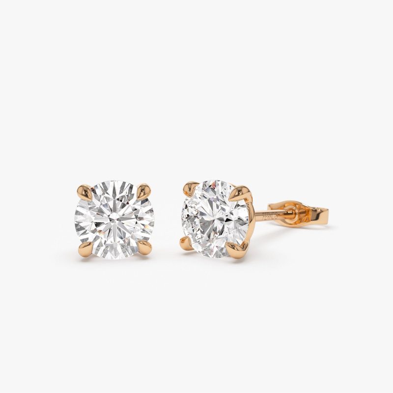 1.50 ctw 14k Classic Four Prong Round Lab Grown Diamond Studs - Riley 14K Rose Gold Ferkos Fine Jewelry