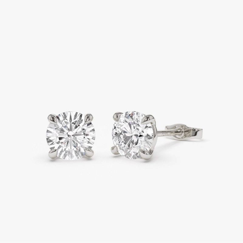 1.50 ctw 14k Classic Four Prong Round Lab Grown Diamond Studs - Riley 14K White Gold Ferkos Fine Jewelry