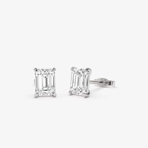 1.50 ctw 14k Prong Setting Emerald Cut Lab Grown Diamond Studs - Claire 14K White Gold Ferkos Fine Jewelry