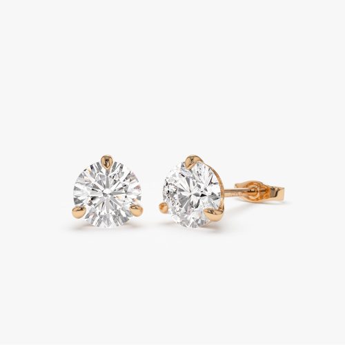 1.50 ctw 14k Martini Setting Round Lab Grown Diamond Studs - Alice 14K Rose Gold Ferkos Fine Jewelry