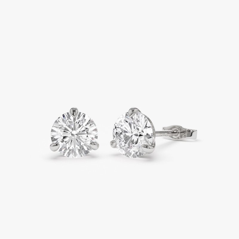 1.50 ctw 14k Martini Setting Round Lab Grown Diamond Studs - Alice 14K White Gold Ferkos Fine Jewelry