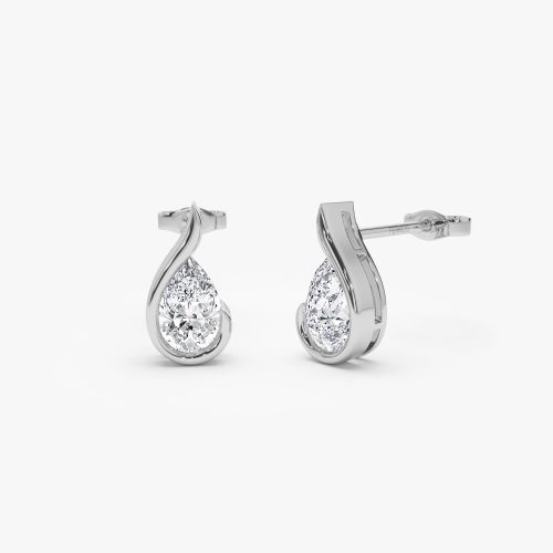 1.50 ctw 14k Pear Shaped Unique Lab Grown Diamond Studs - Eden 14k White Gold Ferkos Fine Jewelry