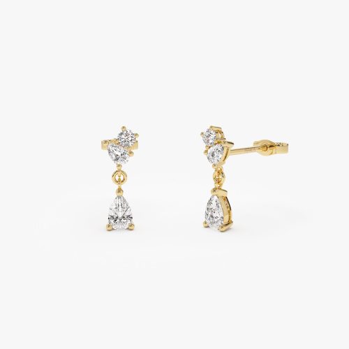 1.05 ctw 14k Petite Dangling Lab Grown Diamond Studs - Athena 14k Gold Ferkos Fine Jewelry