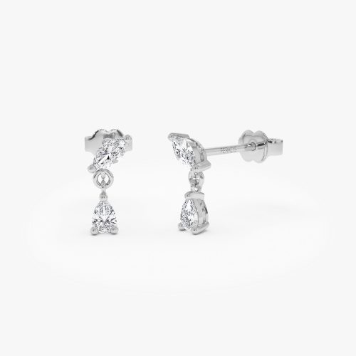 0.50 ctw 14k Mixed Match Dangling Lab Grown Diamond Studs - Kinsley 14k White Gold Ferkos Fine Jewelry