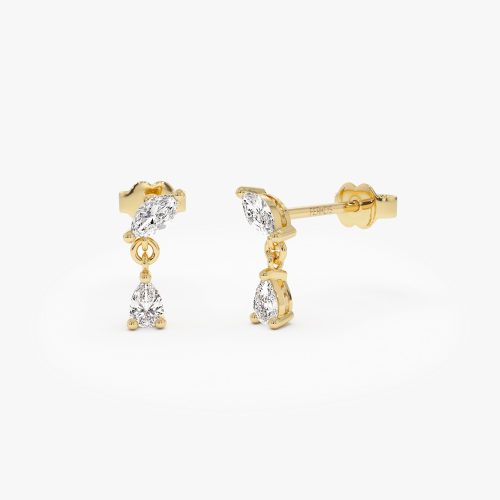 0.50 ctw 14k Mixed Match Dangling Lab Grown Diamond Studs - Kinsley 14k Gold Ferkos Fine Jewelry