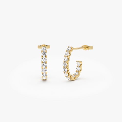 14k Inside Out J Hoop Diamond Earrings 14k Gold Ferkos Fine Jewelry